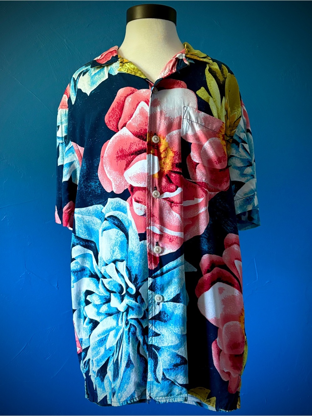 Goodfellow & Co. Blue Floral Tropical Dress Shirt Size S S/S Button Hawaiian